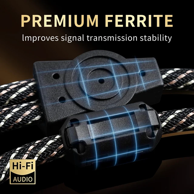 Alt view image 4 of 7 - YYTCG Audiophile HiFi RCA to 3.5mm Audio Cable 1.64ft | 4N OFC Core, 24K Gold-Plated Plugs, Nylon Braid, Ferrite Cores, Double Shielded Rca to Aux for Speaker,Amplifier,Home Stereo