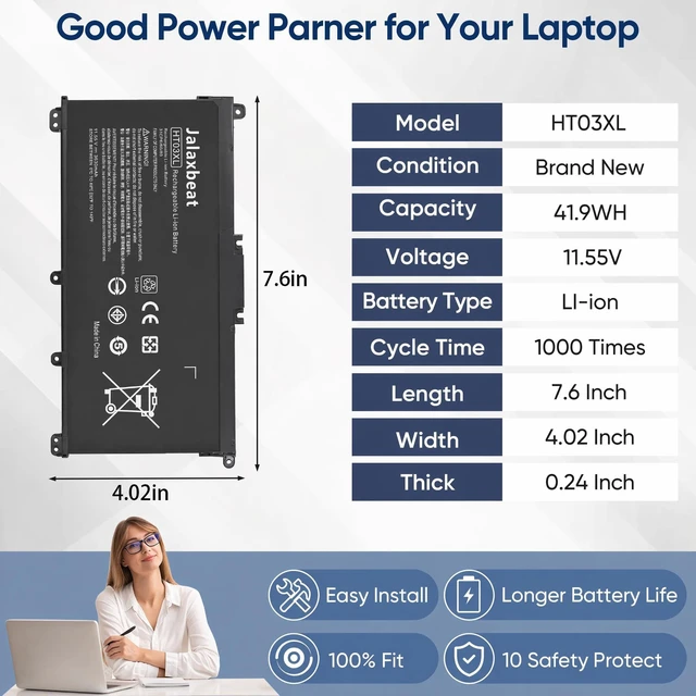 Alt view image 2 of 7 - HT03XL L11119-855 Laptop Battery for HP Pavilion 15-DA 15-DB 15-DW 15-CS 15-DY 14-CE 14-CF 14-DF 17-BY 17-CA 15-CS0053CL 15-DA0014DX 15-DW0033NR L11421-542 L11421-2C2 HSTNN-UB7J HSTNN-DB8R HT03041XL