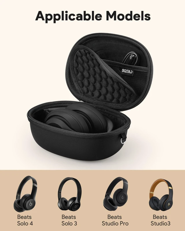 Alt view image 2 of 7 - Case for Beats Studio Pro/Solo 4/Solo 3/Studio3 On-Ear Headphones Portable Travel Hard Shell Storage Bag