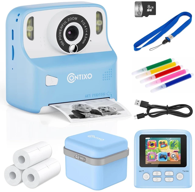 Main image of KC2A Kids Instant Print Camera with 2.4 Screen, 12MP Photo, 1080P Video, 3 Print Rolls, MP3 Player, Type-C Charging Fun Digital Camera Gift for Girls & Boys Ages 412 Blue