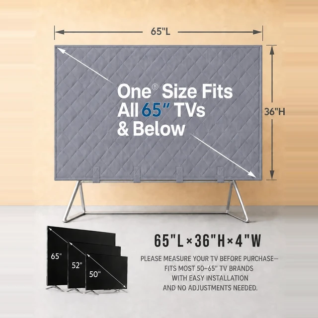 Alt view image 2 of 7 - TV Moving Cover (Grey, 65 in)