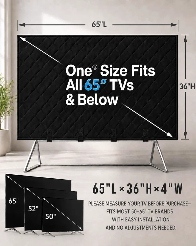 Alt view image 2 of 7 - TV Cover for Moving (Black, 65 in)