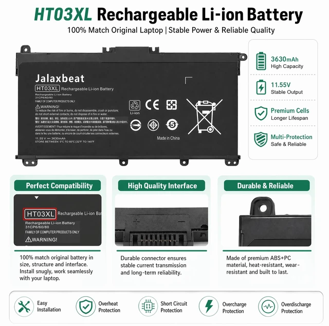 Alt view image 7 of 7 - HT03XL L11119-855 Laptop Battery for HP Pavilion 15-DA 15-DB 15-DW 15-CS 15-DY 14-CE 14-CF 14-DF 17-BY 17-CA 15-CS0053CL 15-DA0014DX 15-DW0033NR L11421-542 L11421-2C2 HSTNN-UB7J HSTNN-DB8R HT03041XL