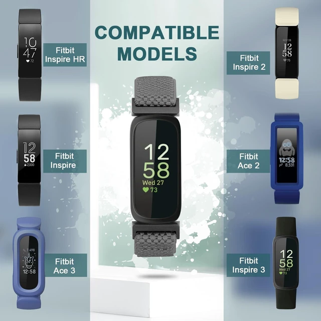 Alt view image 5 of 7 - Elastic Nylon Bands Compatible with Fitbit Inspire 3/Inspire 2/Inspire HR/Inspire/Ace 3/Ace 2, Soft Adjustable Stretchy Straps Replacement Wristband for Women Men