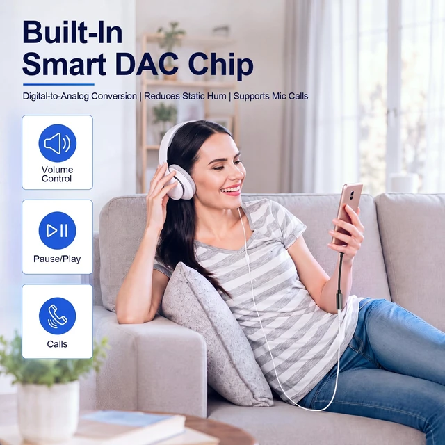 Alt view image 4 of 7 - Headphone Jack Adapter to USB C, 3.5mm Aux to USBC Audio Converter Type C Dongle Connector Compatible with Iphone 17/16/16 Pro/15/15 Pro/Pro Max/Plus, Apple Ipad Samsung Galaxy S25/S24/S23/S22