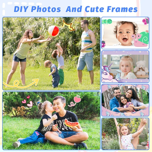 Alt view image 5 of 7 - KC2A Kids Instant Print Camera with 2.4 Screen, 12MP Photo, 1080P Video, 3 Print Rolls, MP3 Player, Type-C Charging Fun Digital Camera Gift for Girls & Boys Ages 412 Blue