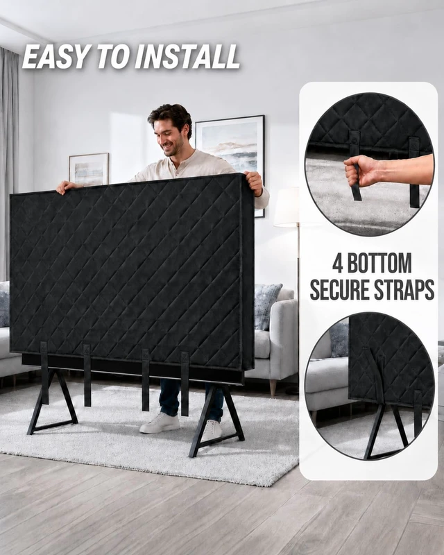 Alt view image 5 of 7 - TV Cover for Moving (Black, 65 in)