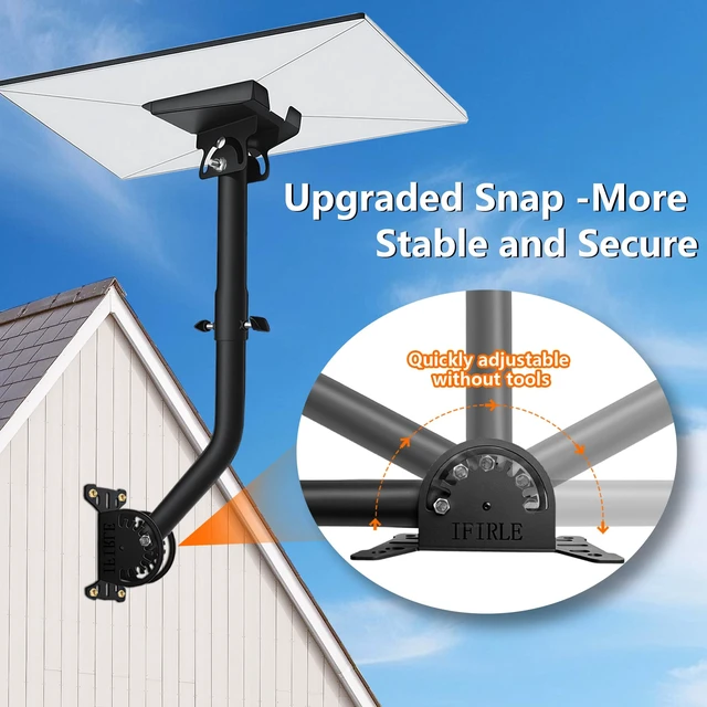 Alt view image 2 of 7 - Starlink Mount for Standard 4/4X/Gen 3, Wall Roof Mount Kit Upgraded Snap System, 360° Adjustable, Starlink Pole Mount with Aluminum Adapter, Reinforced, Rustproof and Weatherproof