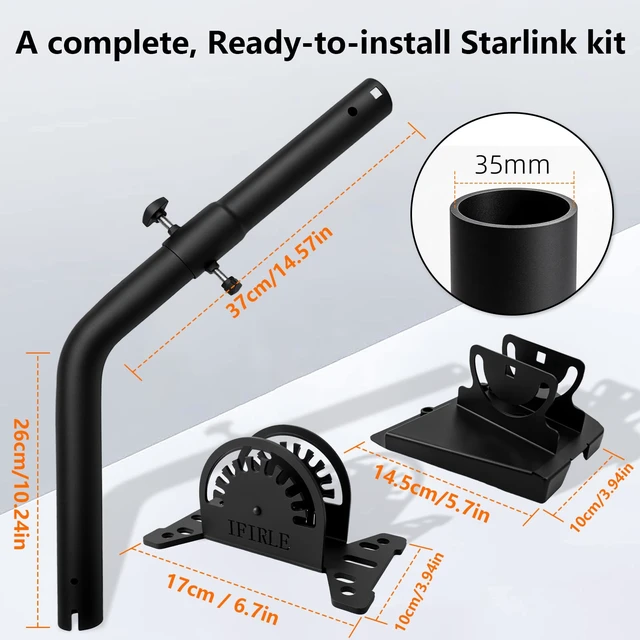 Alt view image 7 of 7 - Starlink Mount for Standard 4/4X/Gen 3, Wall Roof Mount Kit Upgraded Snap System, 360° Adjustable, Starlink Pole Mount with Aluminum Adapter, Reinforced, Rustproof and Weatherproof