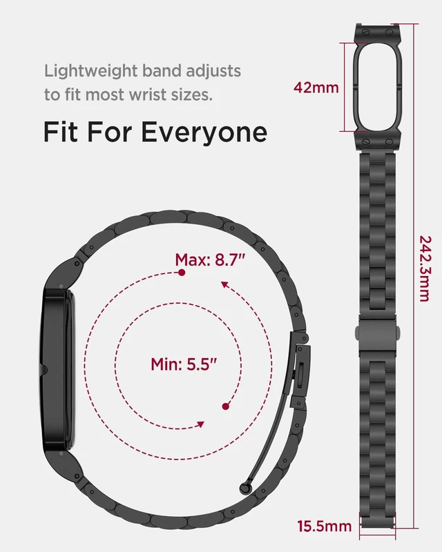 Alt view image 6 of 7 - Metal Band for Google Fitbit Air Band, Rugged Stainless Steel Replacement Strap Elegant Luxury Business Classy Adjustable Wristband Bracelet for Fitbit Air for Men Women