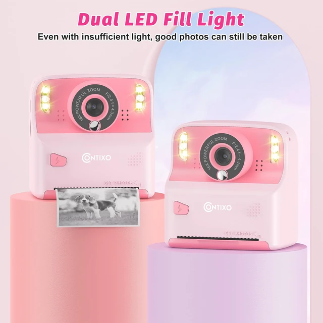 Alt view image 7 of 7 - KC2A Kids Instant Print Camera with 2.4 Screen, 12MP Photo, 1080P Video, 3 Print Rolls, MP3 Player, Type-C Charging Fun Digital Camera Gift for Girls & Boys Ages 412 Pink