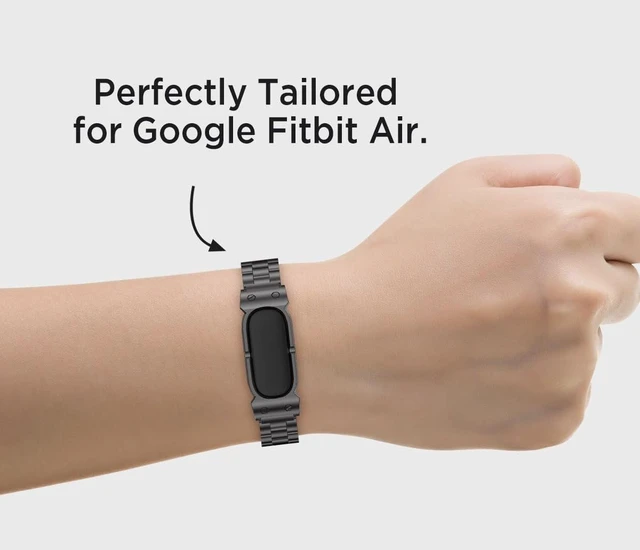 Alt view image 2 of 7 - Metal Band for Google Fitbit Air Band, Rugged Stainless Steel Replacement Strap Elegant Luxury Business Classy Adjustable Wristband Bracelet for Fitbit Air for Men Women