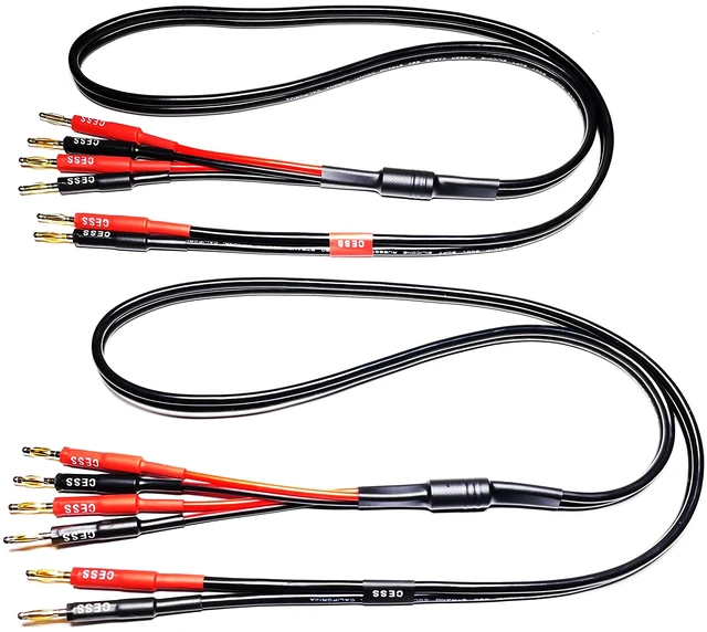Alt view image 5 of 5 - Bi-Wire Banana Plug Splitter Speaker Cable, 2-Pack (3 feet) 12 Gauge 680 strand count silicone soft rubber cable, 2 to 4 Banana Plugs