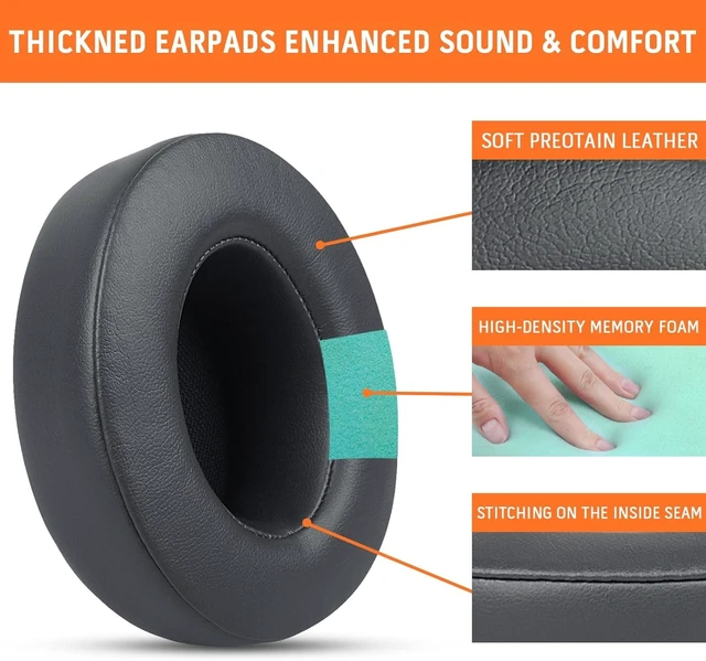 Alt view image 4 of 7 - GVOEARS Replacement Ear Pads for Beats Studio 3, Ear Cushions for Studio 2 & 3 Wired Wireless Headphone Not Fit for Beats Solo On-Ear, Stronger Adhesive Tape Thicker Memory Foam(Titanium Grey)