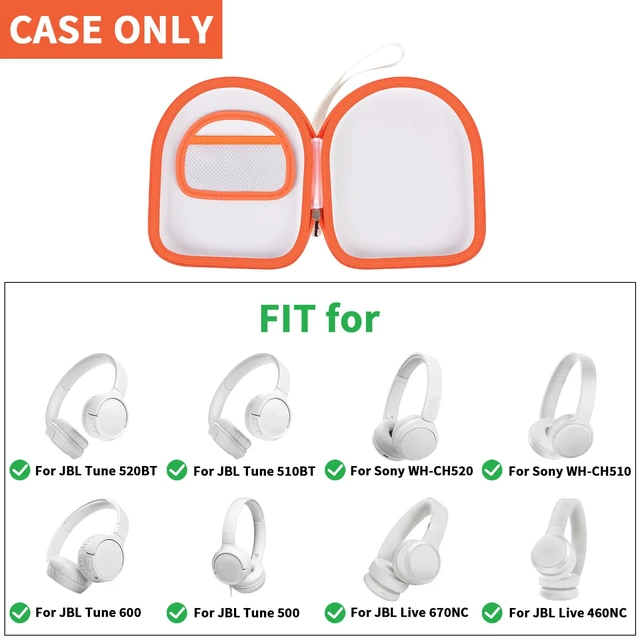 Alt view image 2 of 7 - Headphone Case for JBL Tune 510BT/520BT and Sony WH-CH520-White Also Compatible with JBL Tune 500/660 and Live 460NC/670NC; PU Shell and Velvet Lining Cushion Gear, Case Only