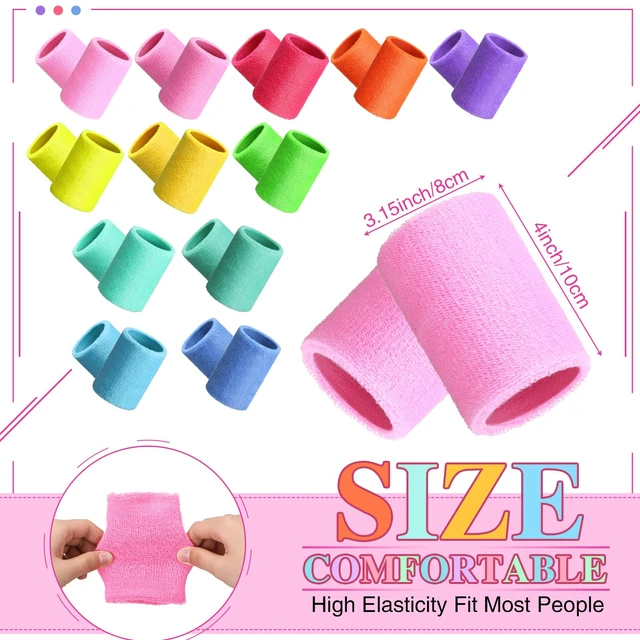 Alt view image 2 of 6 - 4 Inch Wrist Sweat Bands for Men Women Absorbent Tennis Soccer Wristbands Cotton Terry Cloth Sports Wrist Sweatbands for Tennis Basketball Football Running Gym