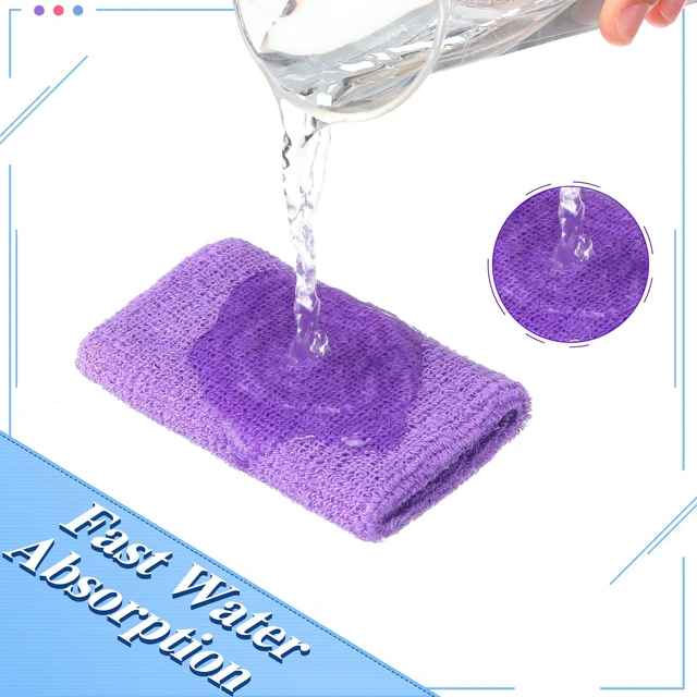 Alt view image 4 of 6 - 4 Inch Wrist Sweat Bands for Men Women Absorbent Tennis Soccer Wristbands Cotton Terry Cloth Sports Wrist Sweatbands for Tennis Basketball Football Running Gym