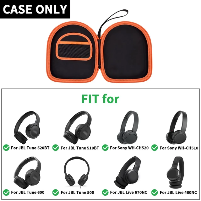 Alt view image 2 of 7 - Headphone Case for JBL Tune 510BT/520BT and Sony WH-CH520-Black Also Compatible with JBL Tune 500/660 and Live 460NC/670NC; PU Shell and Velvet Lining Cushion Gear, Case Only