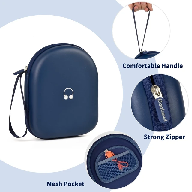 Alt view image 4 of 7 - Headphone Case for JBL Tune 510BT/520BT and Sony WH-CH520-Dark Blue Also Compatible with JBL Tune 500/660 and Live 460NC/670NC; PU Shell and Velvet Lining Cushion Gear, Case Only