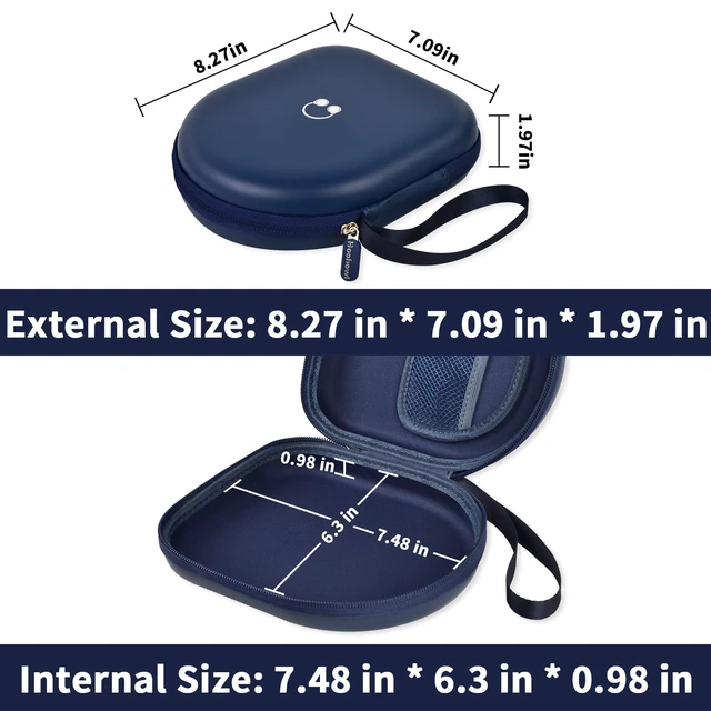 Alt view image 3 of 7 - Headphone Case for JBL Tune 510BT/520BT and Sony WH-CH520-Dark Blue Also Compatible with JBL Tune 500/660 and Live 460NC/670NC; PU Shell and Velvet Lining Cushion Gear, Case Only
