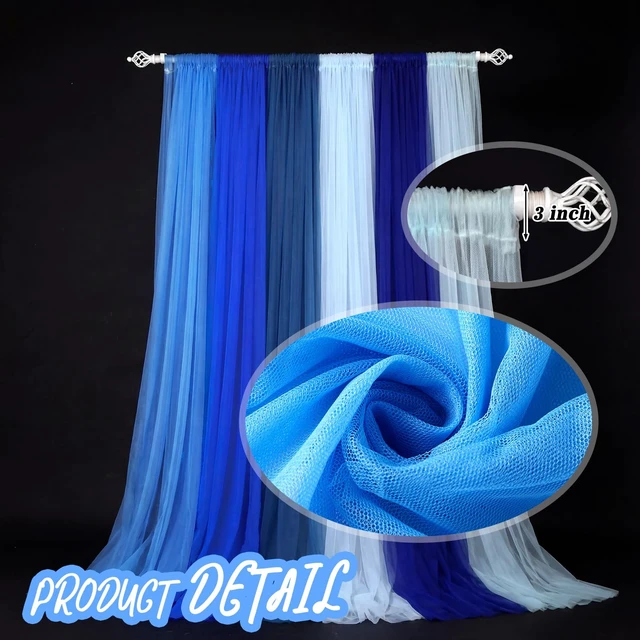 Alt view image 6 of 6 - 6 Pcs Blue Tulle Backdrop Curtains Party Decor Under The Sea Classroom Decorations Photo Booth Backdrop Birthday Baby Shower Bridal Bedroom Curtain 58x84in