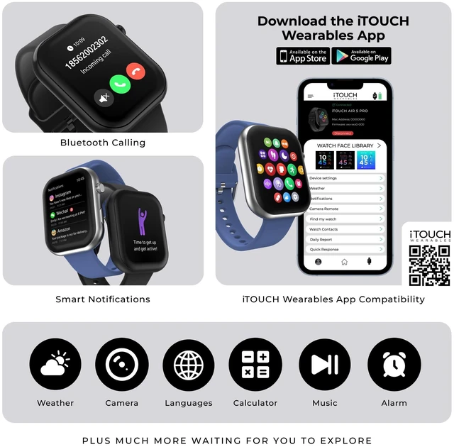 Alt view image 5 of 7 - AIR 5 PRO Smartwatch with GPS, 1.96" AMOLED, Bluetooth Calling, 100+ Sports Modes, Heart Rate, SpO2, Sleep & Stress Tracking, 3ATM Water Resistant, 10-Day Battery Life, for iPhone & Android
