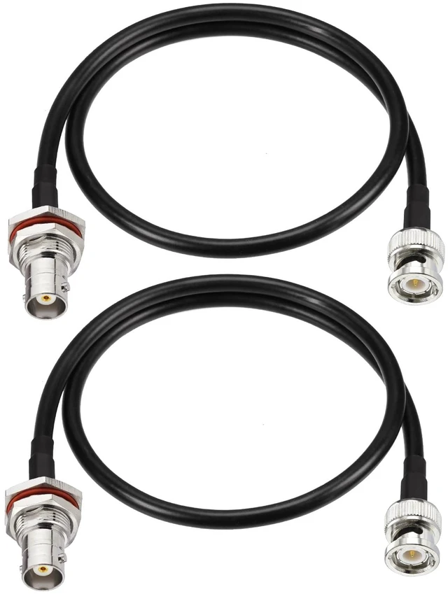 Main image of BNC Cable 50 ohm RG58 BNC Male to Female Coax Cable 2FT 2-Pack Low Loss Antenna Extension Cable for CB Radio, VHF Ham Radio, Wireless Microphone, CCTV, Amateur Radio