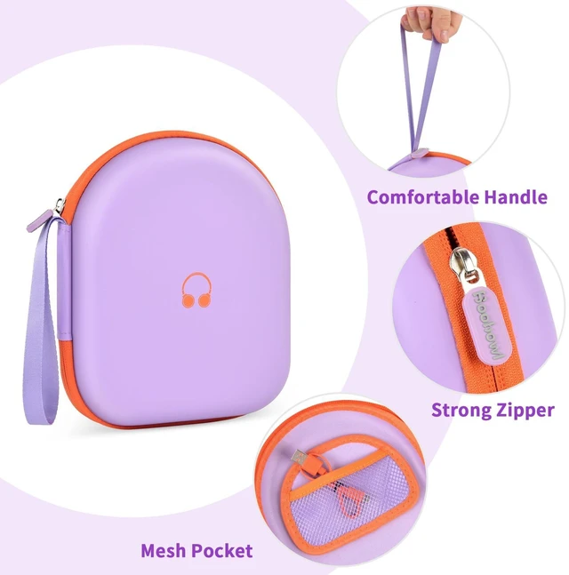 Alt view image 4 of 7 - Headphone Case for JBL Tune 510BT/520BT and Sony WH-CH520-Purple Also Compatible with JBL Tune 500/660 and Live 460NC/670NC; PU Shell and Velvet Lining Cushion Gear, Case Only