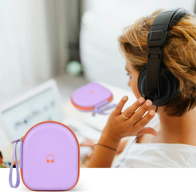 Alt view image 6 of 7 - Headphone Case for JBL Tune 510BT/520BT and Sony WH-CH520-Purple Also Compatible with JBL Tune 500/660 and Live 460NC/670NC; PU Shell and Velvet Lining Cushion Gear, Case Only
