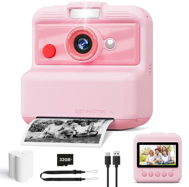 Main image of Kids Camera Instant Print, 3.0'' Screen 48MP Kids Digital Camera Includes 32GB Card & 3 Rolls Print Paper, 7 Print Densities, Christmas Birthday Gifts for Children 3 4 5 6 7 8 9 10 Years Old