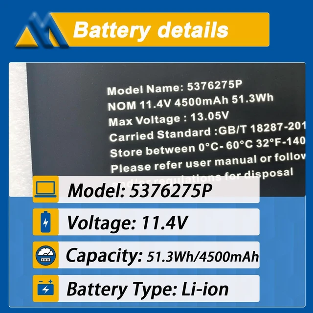 Alt view image 2 of 7 - 5376275P Laptop Battery Compatible with Gateway GWTN141-10BK GWTN141-4 GWTN156-5BL Gwtn141-4bl UTL-509068-3S NV-509067-3S Series UTL-509068-3S NV-509067-3S 11.4V 51.3Wh