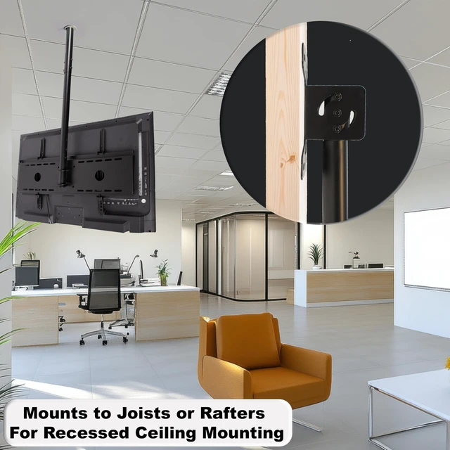 Alt view image 7 of 7 - Ceiling TV Mount for 37-86 Inch TVs, Extra Long Extension up to 114" (9.5 FT) Max 165lb, VESA 600 Support Newer Displays to 100", Mounts Flat, Vaulted or in-Ceiling, 360 Swivel 15 Degree Tilt