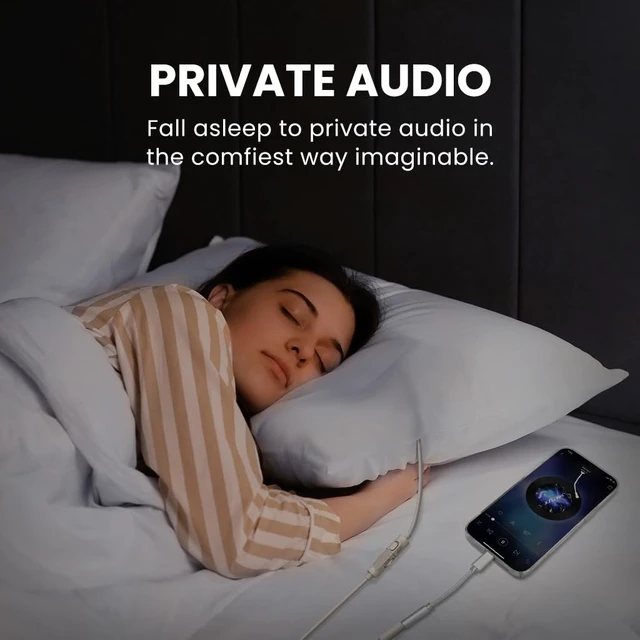Alt view image 2 of 7 - Slumber B - Wired Pillow Speaker for Side Sleepers Low-volume pillow audio with no charging required and USB-C or AUX
