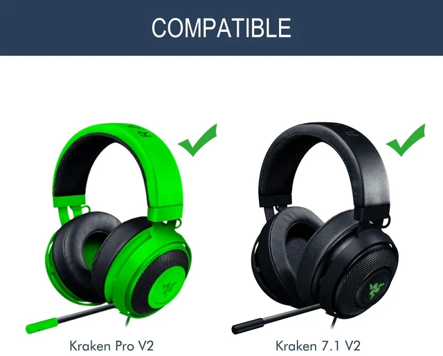 Alt view image 2 of 7 - GVOEARS Mesh Fabric Replacement Ear Pads Cushions for Razer Kraken Pro V2 & Razer Kraken 7.1 V2 Headphones, Ear Cups Earmuffs Made of Premium Breathable Fabric & Memory Foam, Easy Installation - Black