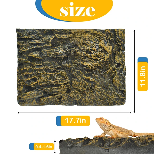 Alt view image 2 of 7 - Reptile Tank Background Board Rock Terrarium Cork Background Board 3D Wall Backdrop Aquarium DéCor Backgrounds Amphibian Habitat Decoration for Lizards Leopard Gecko Bearded Dragons Turtle