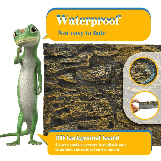 Alt view image 4 of 7 - Reptile Tank Background Board Rock Terrarium Cork Background Board 3D Wall Backdrop Aquarium DéCor Backgrounds Amphibian Habitat Decoration for Lizards Leopard Gecko Bearded Dragons Turtle