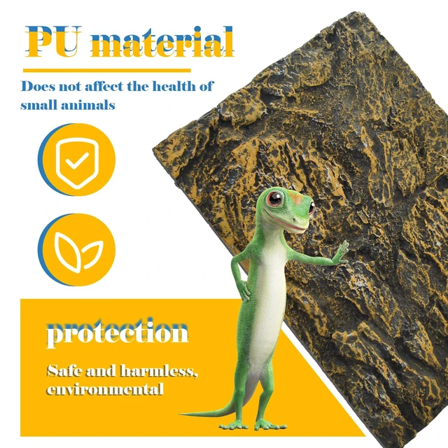 Alt view image 3 of 7 - Reptile Tank Background Board Rock Terrarium Cork Background Board 3D Wall Backdrop Aquarium DéCor Backgrounds Amphibian Habitat Decoration for Lizards Leopard Gecko Bearded Dragons Turtle
