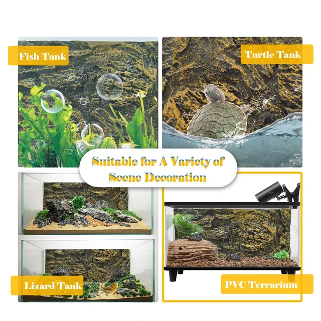 Alt view image 6 of 7 - Reptile Tank Background Board Rock Terrarium Cork Background Board 3D Wall Backdrop Aquarium DéCor Backgrounds Amphibian Habitat Decoration for Lizards Leopard Gecko Bearded Dragons Turtle