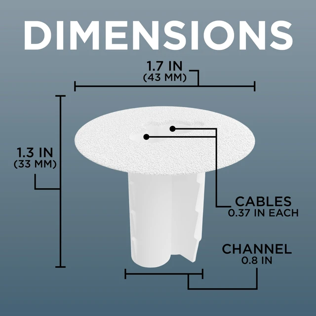 Alt view image 6 of 7 - Double Feed-Through Bushing for RG6 Coaxial Cable Indoor/Outdoor Cable Passthrough/Cover for Walls, Cabinets - Dual Feed-Thru Grommet Replaces Coax Wallplate - White, 100 PCS