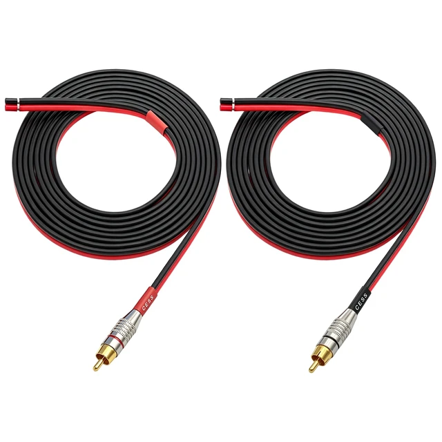 Alt view image 2 of 6 - RCA Plug to Speaker Wire Leads, 10 ft, 14AWG, 2-Pack Gold plated RCA plugs resist oxidation and contact noise