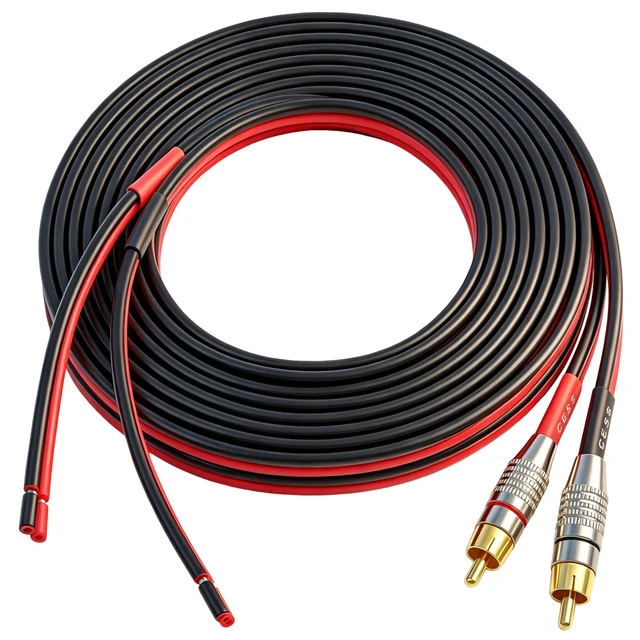 Alt view image 5 of 6 - RCA Plug to Speaker Wire Leads, 10 ft, 14AWG, 2-Pack Gold plated RCA plugs resist oxidation and contact noise