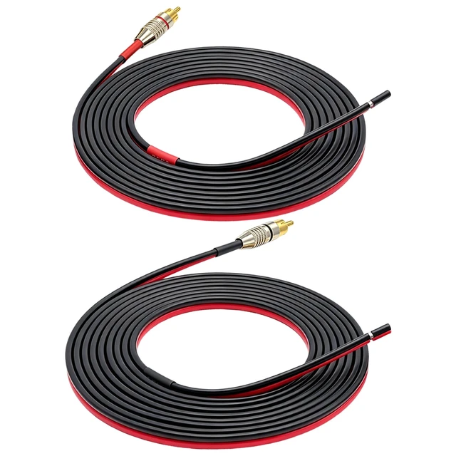 Alt view image 6 of 6 - RCA Plug to Speaker Wire Leads, 10 ft, 14AWG, 2-Pack Gold plated RCA plugs resist oxidation and contact noise