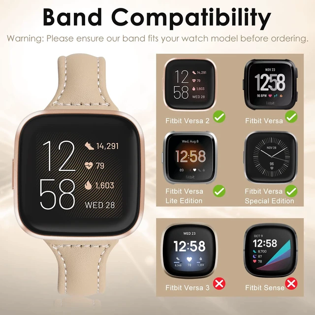 Alt view image 6 of 6 - Leather Strap Compatible with Fitbit Versa 2/Versa Watch Bands Women Men Slim Genuine Leather Wristbands Replacement for Versa Lite/Versa 2 Special Edition Classic Accessorie Multi Colors