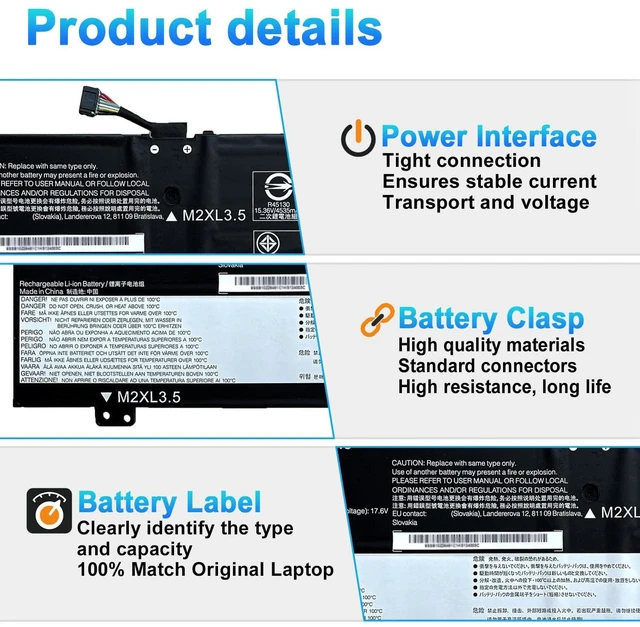 Alt view image 3 of 7 - L19C4PDC Laptop Battery for Lenovo Ideapad Yoga 7-14ITL5 7-15ITL5 Series L19M4PDC L19L4PDC 5B10Z26482 5B10Z26485 5B10Z26479 15.36V 71Wh 4675mAh