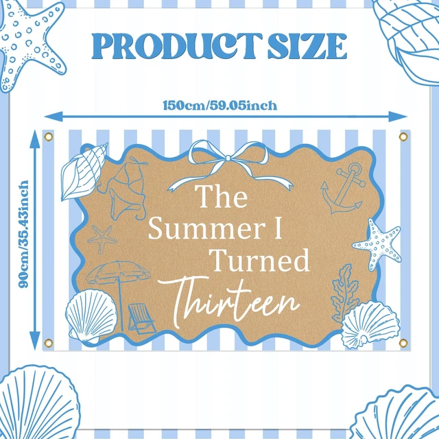 Alt view image 2 of 6 - The Summer I Turned Thirteen Backdrop - Teen Boys Teen Girls 13th Birthday Decor, The Summer I Turned 13 Banner, Summer Beach 13th Birthday Party Decorations 5 * 3ft