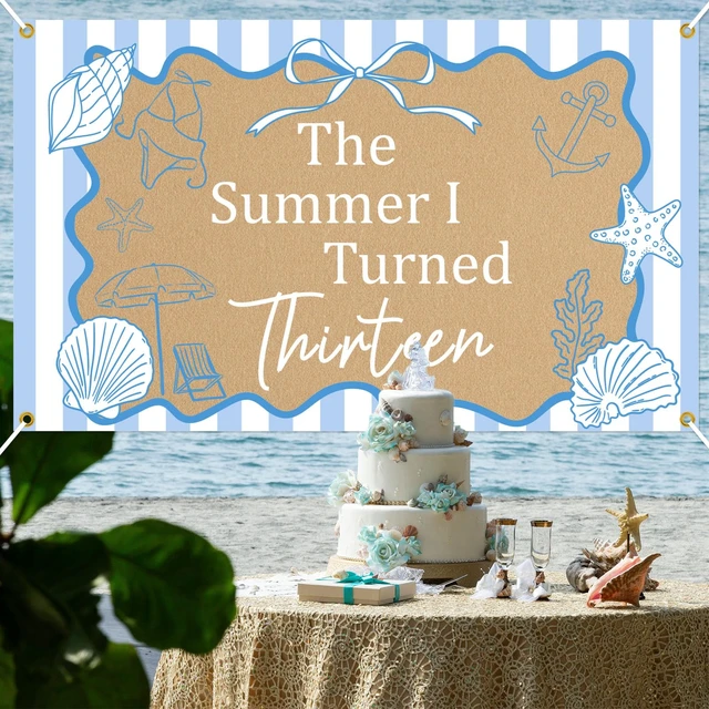 Alt view image 5 of 6 - The Summer I Turned Thirteen Backdrop - Teen Boys Teen Girls 13th Birthday Decor, The Summer I Turned 13 Banner, Summer Beach 13th Birthday Party Decorations 5 * 3ft