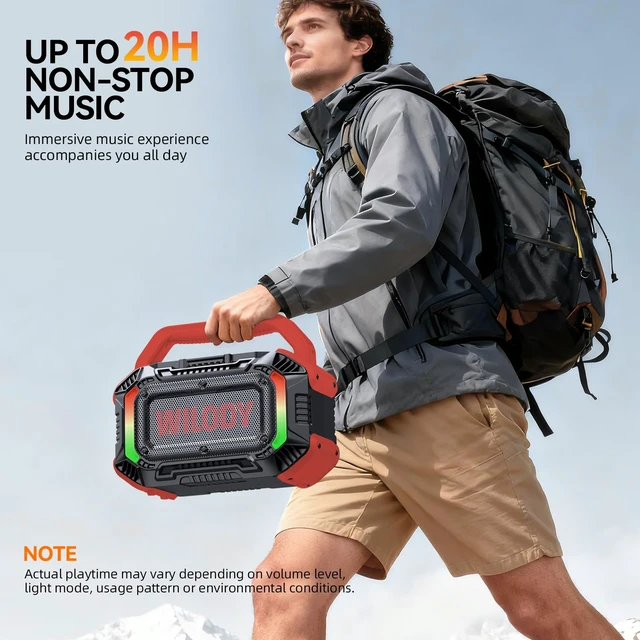 Alt view image 5 of 7 - Speakers Bluetooth Wireless, 100W Loud Outdoor Speaker with Bass, IPX7 Waterproof Floatable, 20H Playtime, RGB Light, Portable Speaker with TWS for Work, Outdoor, Garage, Camping (L-Crimson)