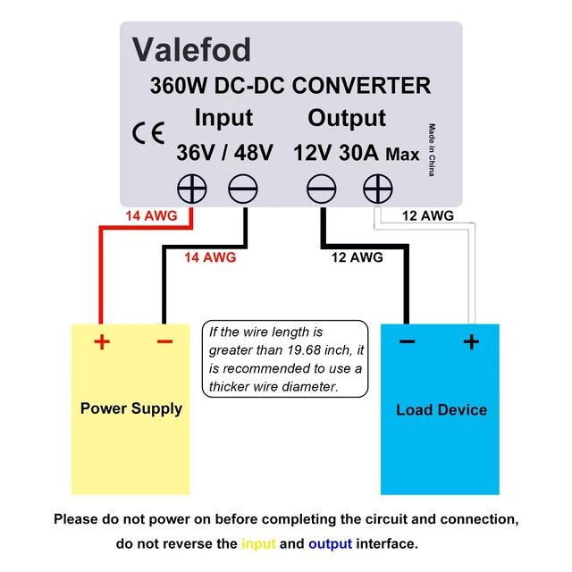 Alt view image 6 of 6 - DC to DC High Efficiency Voltage Converter 36V / 48V to 12V 30A 360W Buck Converter DIY Power Supply Step-Down Transformer