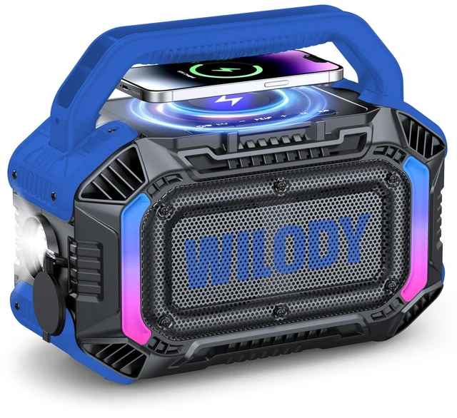Main image of Speakers Bluetooth Wireless, 100W Loud Outdoor Speaker with Bass, IPX7 Waterproof Floatable, 20H Playtime, Wireless Charge, TWS, RGB Light, Portable Speaker for Work, Garage, Outdoor (L-Blue)