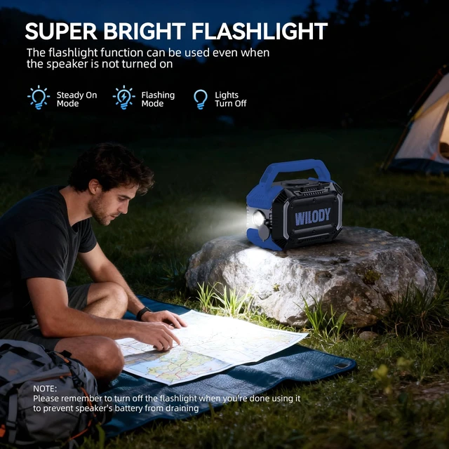 Alt view image 7 of 7 - Speakers Bluetooth Wireless, 100W Loud Outdoor Speaker with Bass, IPX7 Waterproof Floatable, 20H Playtime, Wireless Charge, TWS, RGB Light, Portable Speaker for Work, Garage, Outdoor (L-Blue)